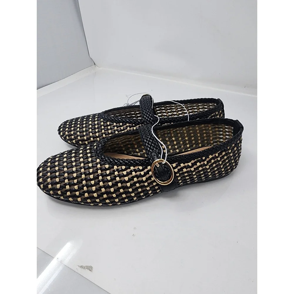 Universal Thread Womens Woven Mary Jane Flats Black Textile Casual Size 11